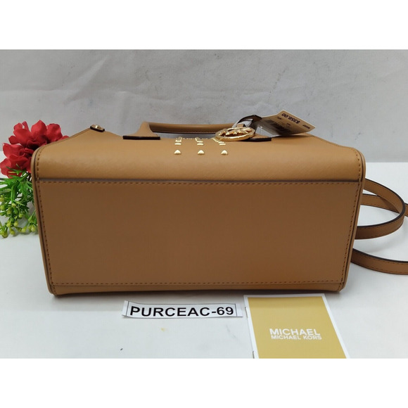 Michael Kors Maple Pinus Brown Leather Studded Top Handle Satchel Bag - NWT $358 - Picture 8 of 16